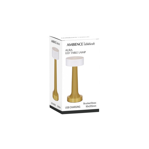 Ambience Aura Cordless LED Table Lamp Brushed Brass  - Tablekraft