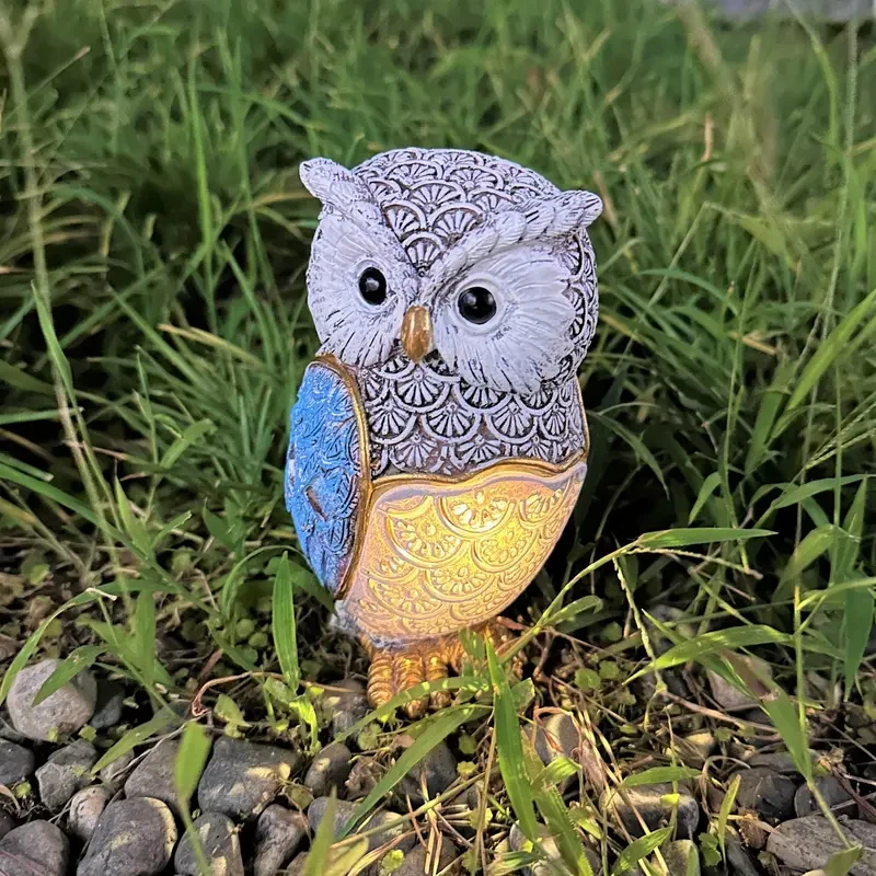 Hollow Projection Cute Owl Resin Solar Light