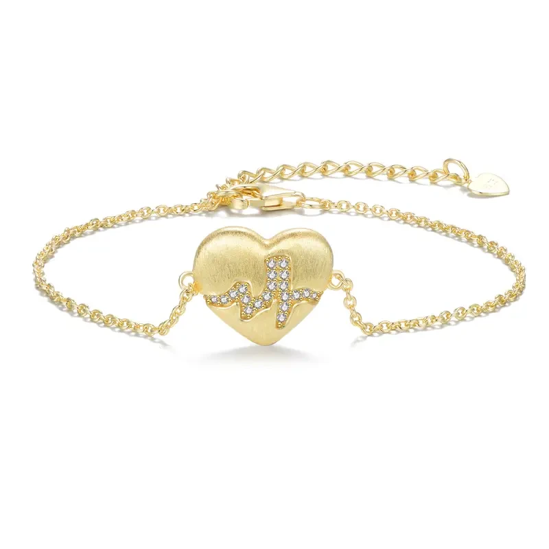 LOVANS 925 Sterling Silver Heart Charm Bracelet