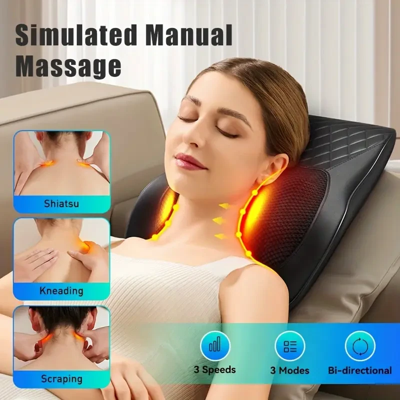 HOMEMASSA 3D Kneading Massage Pillow with Heat