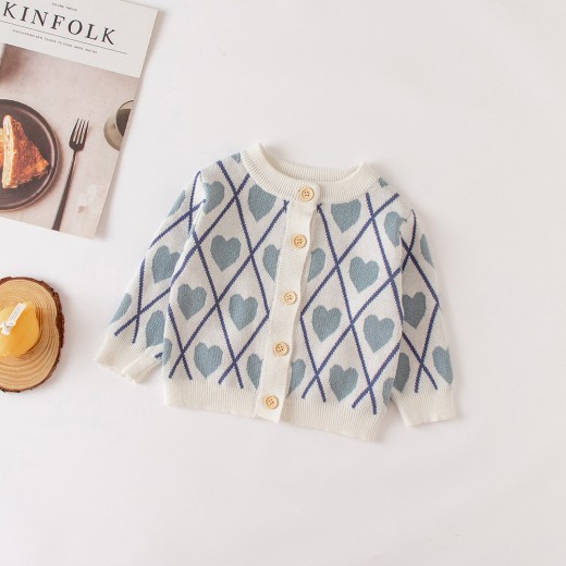 Jacquard Cotton Knitted Cardigan Strap Rompers Jumpsuit