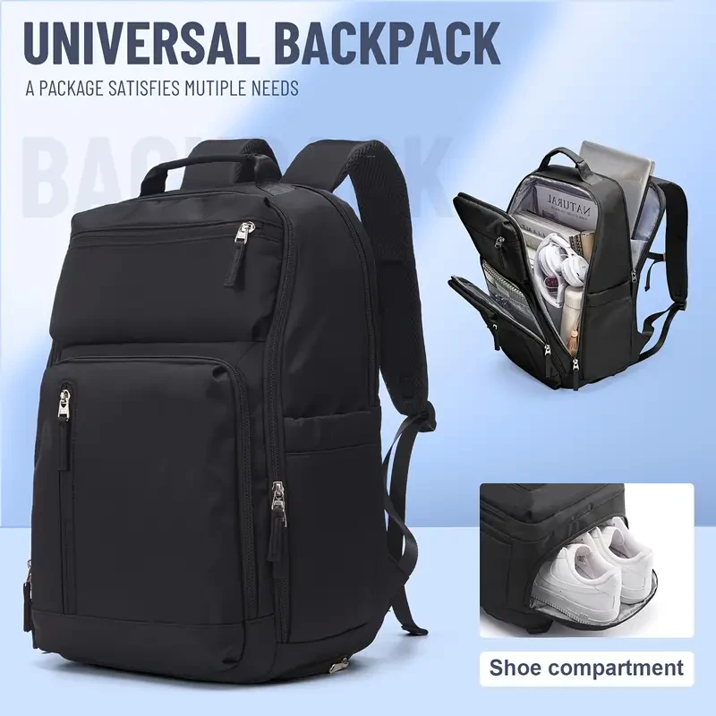 Large Capacity Travel Backpack With Shoe Compartment