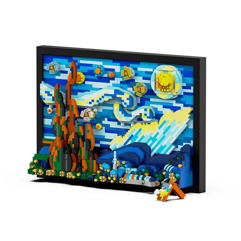 1731PCS Starry Night Building Blocks  Assembly Toy, Art Drawing Blocks