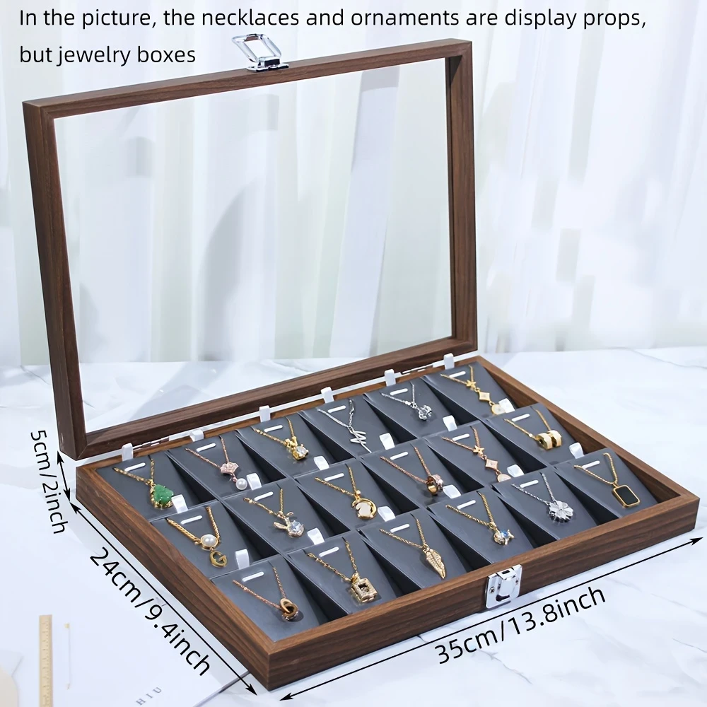 Vintage Wooden Jewelry Box with 18 Compartments