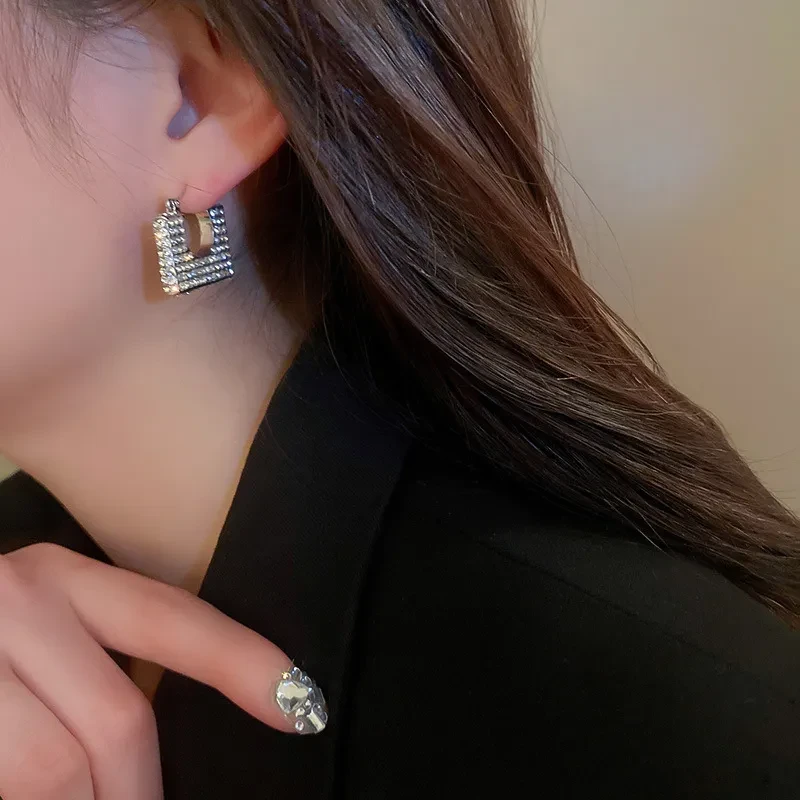 Fashion Diamond Geometric Square Earrings