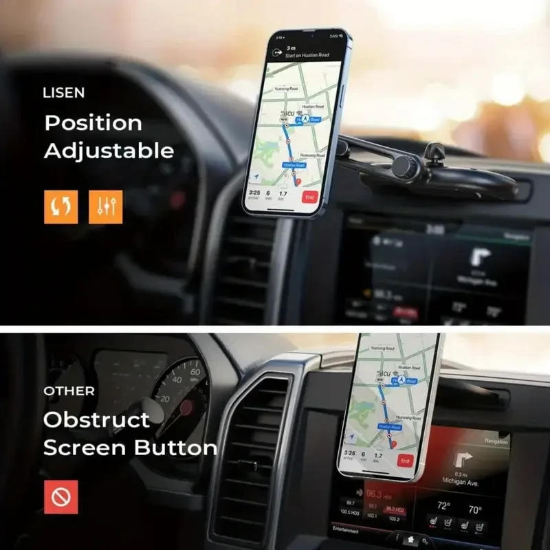 LISEN 3-in-1 Adjustable CD Phone Holder for Car