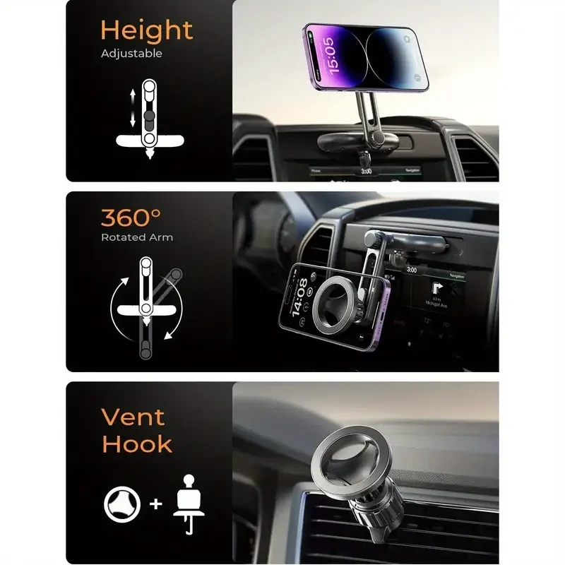 LISEN 3-in-1 Adjustable CD Phone Holder for Car