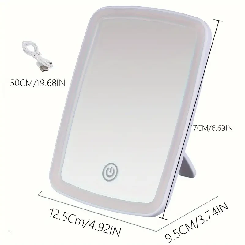 LED Makeup Mirror with Touch Sensor - 3 Color Modes, Portable & Rechargeable