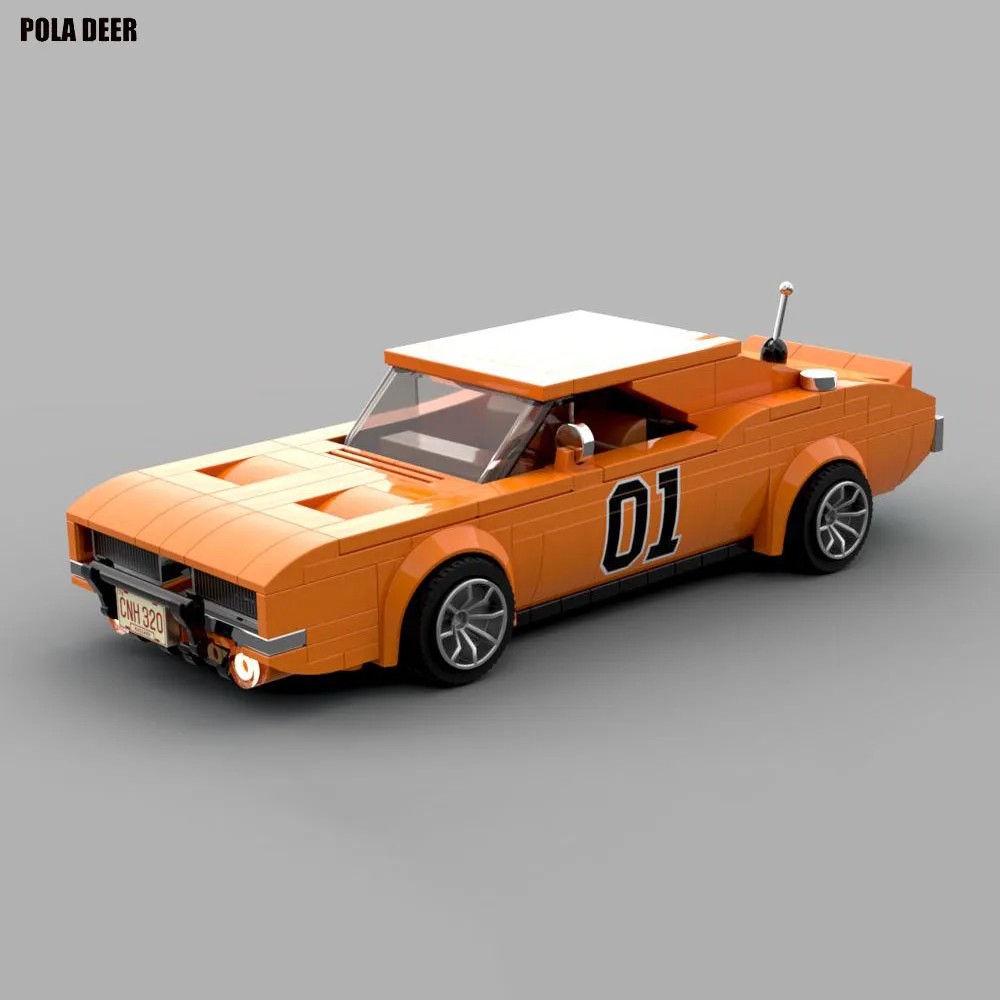 Poladeer 330pcs MOC General Lee Dodge Charger Retro Assembled Toy Bus