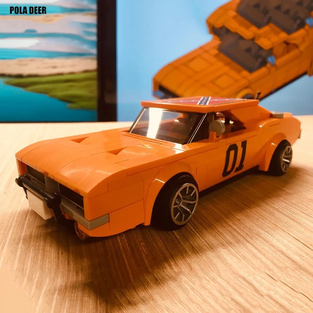 Poladeer 330pcs MOC General Lee Dodge Charger Retro Assembled Toy Bus