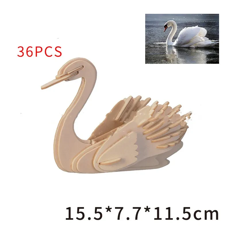 Wooden swan 3D puzzle toy