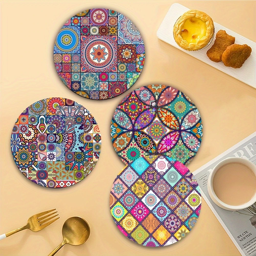 4pcs Mandala Wooden Placemats Set