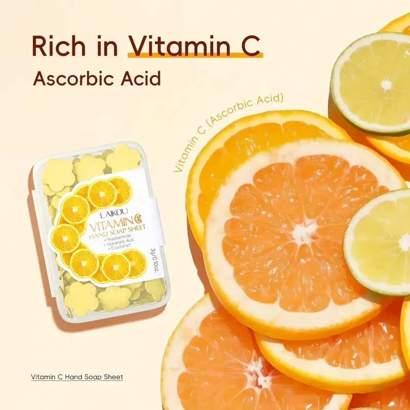5pcs LAIKOU Vitamin C Hand Washing Soap Sheets