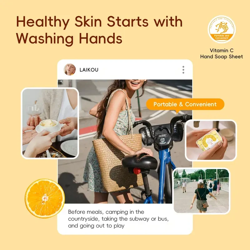 5pcs LAIKOU Vitamin C Hand Washing Soap Sheets