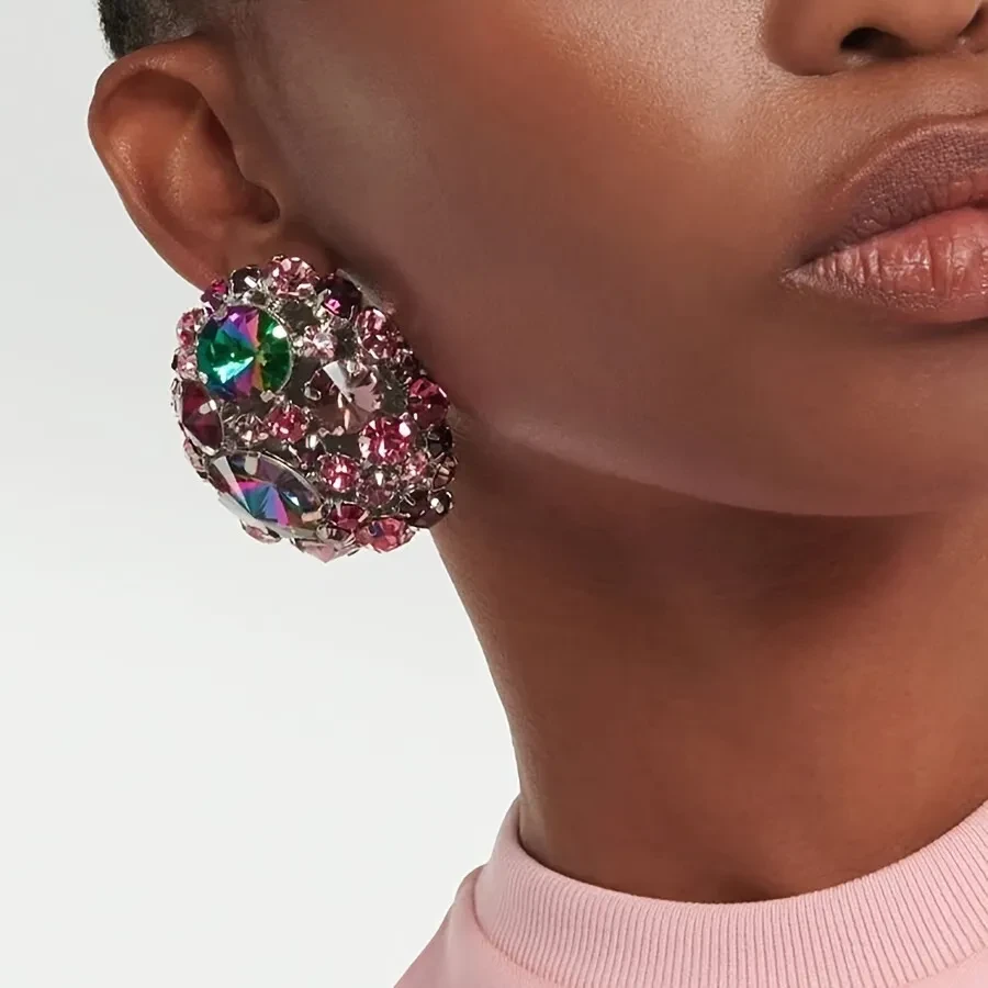 High-grade Colorful Crystals Earrings With Diamonds
