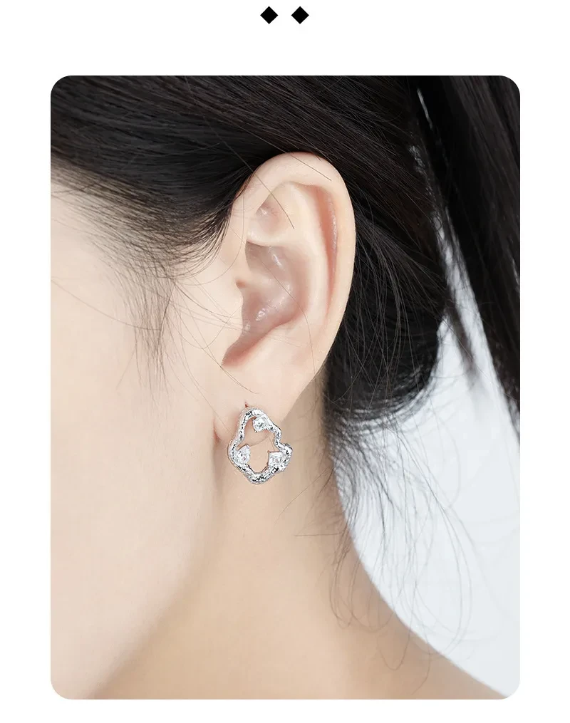 High-grade Temperament Irregular Hollow-out Diamond Stud Earrings For Women