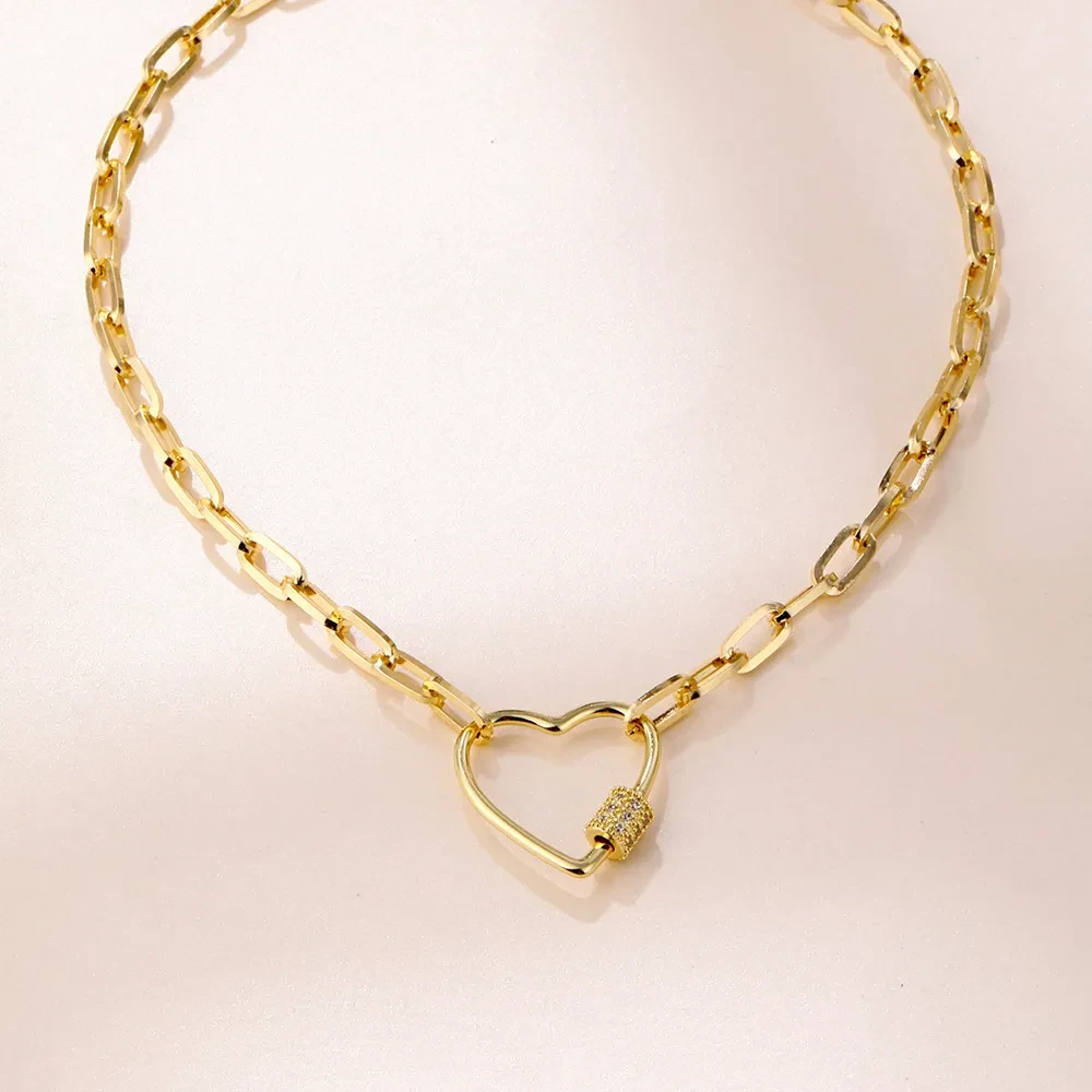 Women's Diamond Heart Pendant Thick Straps