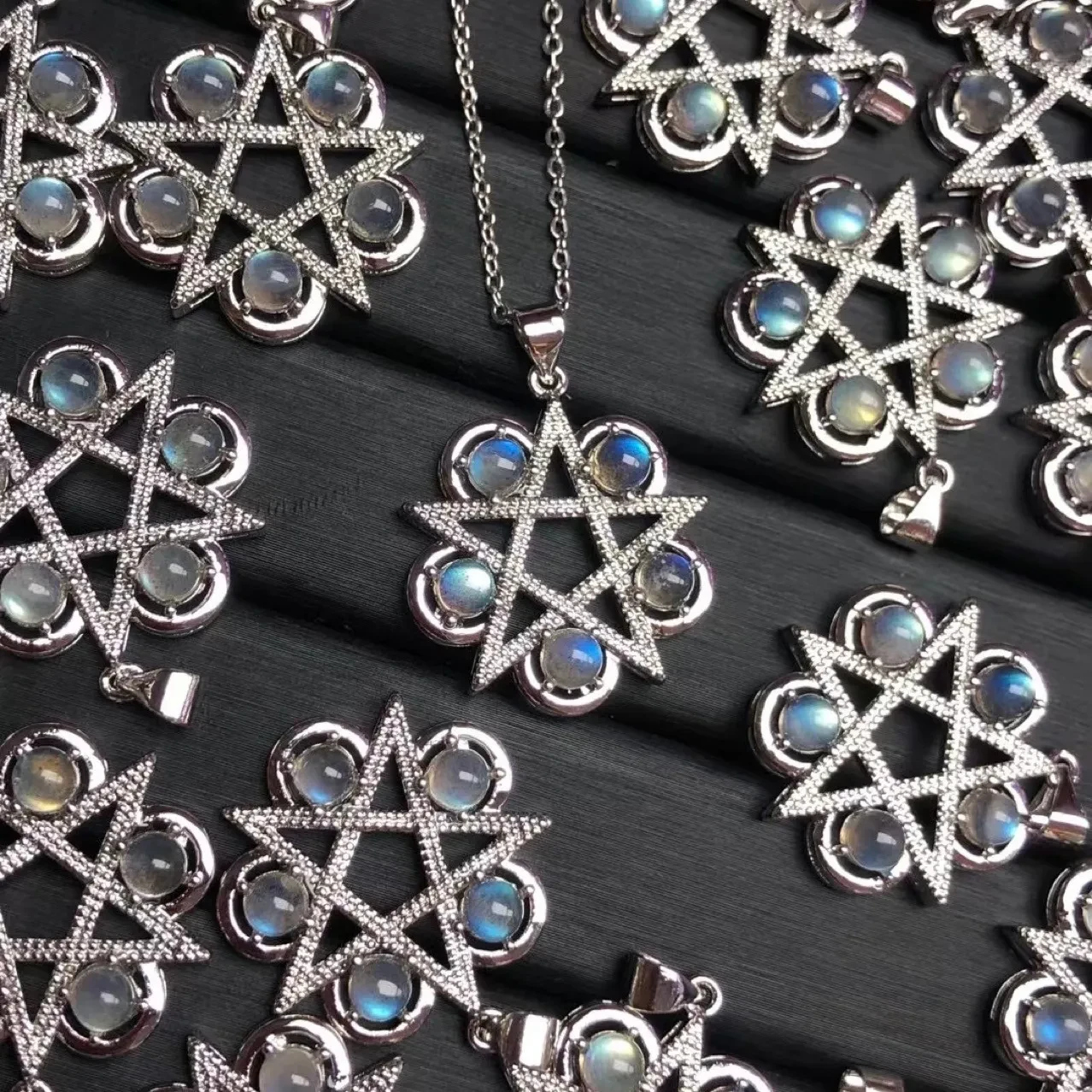 Labradorite Pentagram Pendant Labradorite Moonstone Inlay