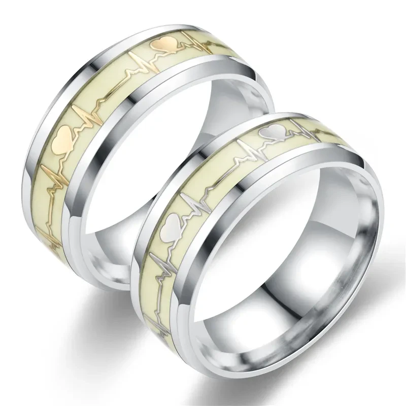 Heart-shaped Rings Luminous At Night Lovers Ring Jewelry