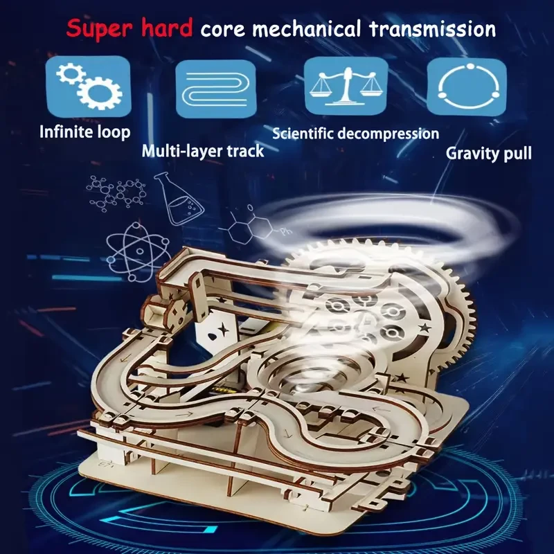 3D Wooden Puzzle Mechanical Track Toy