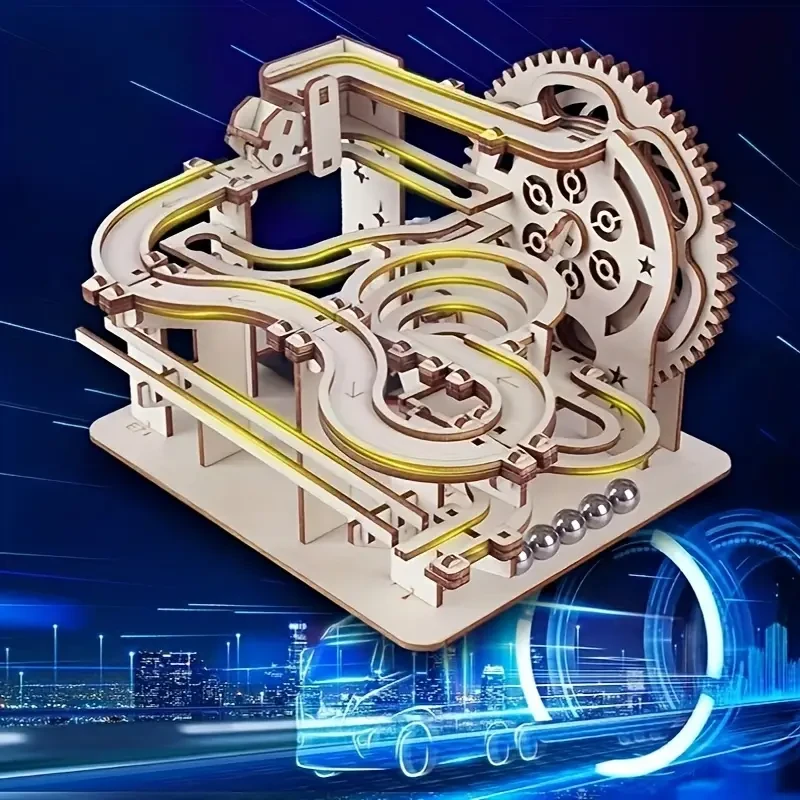 3D Wooden Puzzle Mechanical Track Toy