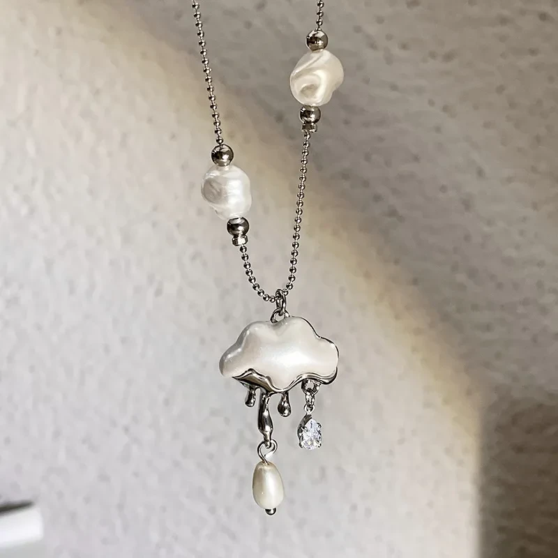 Cloud Water Drop Zircon Pendant Necklace