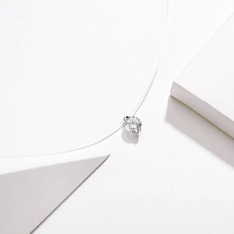 Invisible Fishing Line Necklace Zircon Pendant