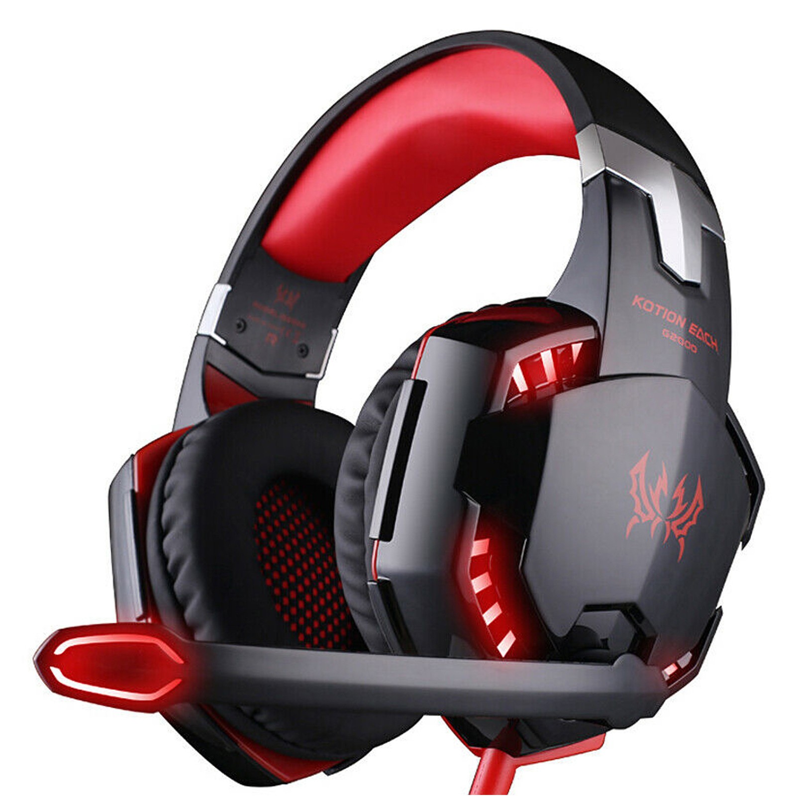 G2000 Gaming Headset  Immersive Audio, Noise Cancelling Mic, LED Lights, Soft Memory Earmuffs