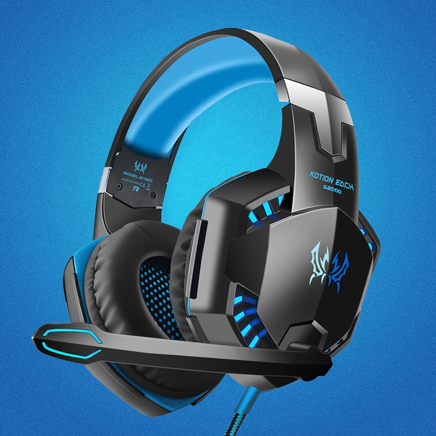 G2000 Gaming Headset Immersive Audio, Noise Cancelling Mic, LED Lights, Soft Memory Earmuffs