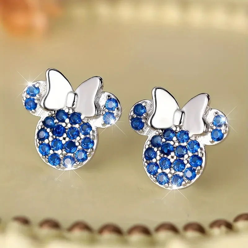 S925 Silvery cute blue Mickey earrings 2.8g