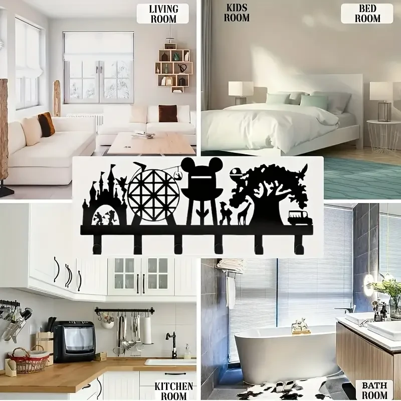 Multifunctional Metal Wall Art with Hooks and Keychains
