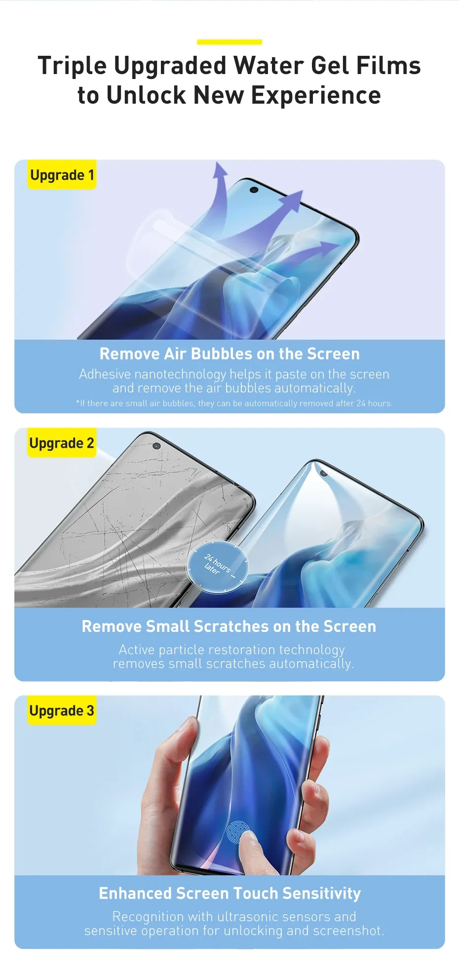 Full Screen Curved Hydrogel Film For Xiaomi 11 11 Pro Two Pieces Transparent