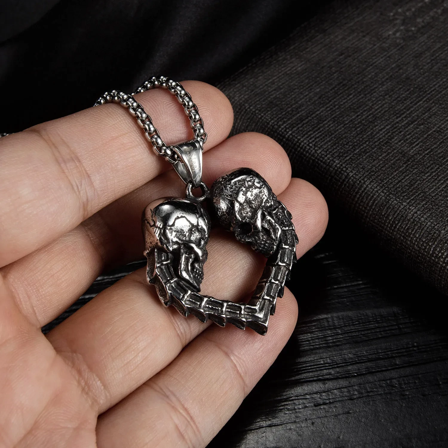 Love Skull Titanium Steel Vintage Pendant