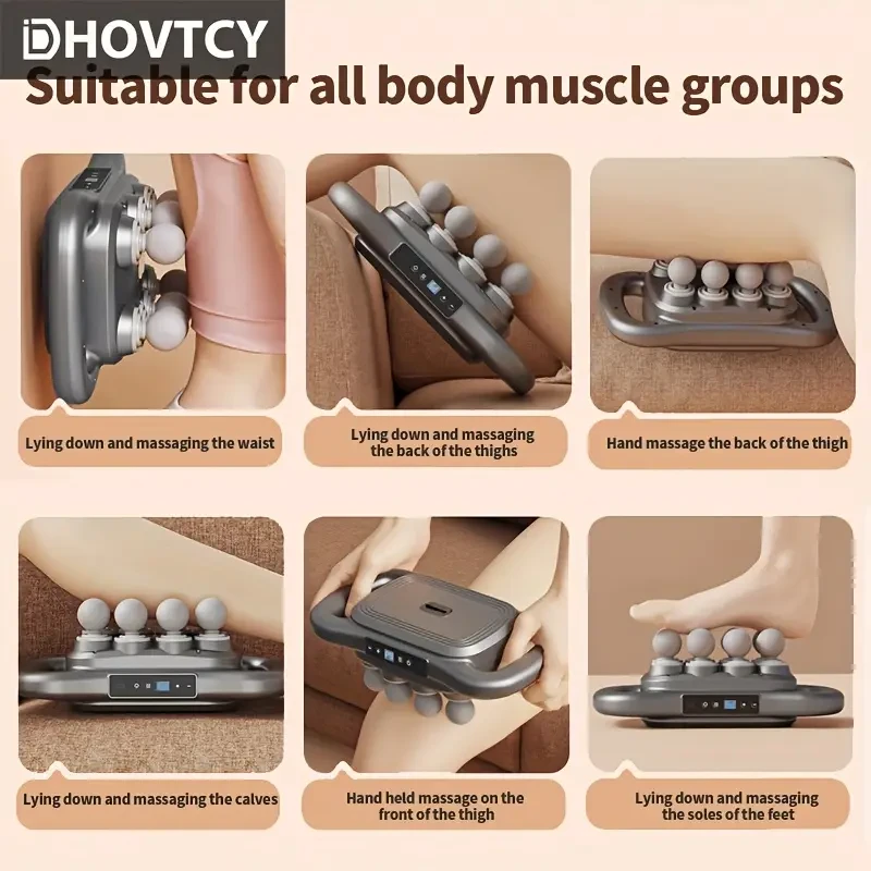 1pc Sleek Multifunctional Massage Gun with 8 Heads