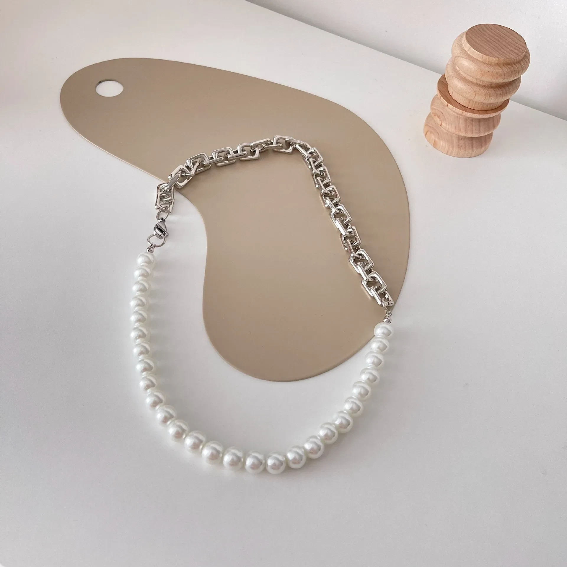 Pearl Titanium Steel Chain All-match Necklace
