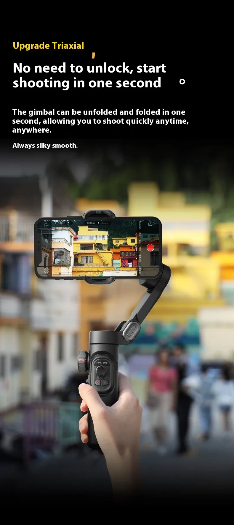 Selfie Three-axis Anti-shake Hand-held Tripod Head Mobile Phone Stabilizer