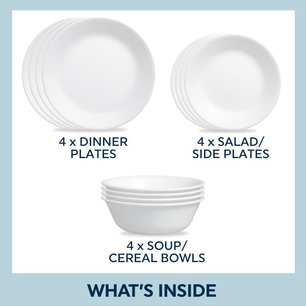 Winter Frost White Vitrelle 12pc Set - Corelle