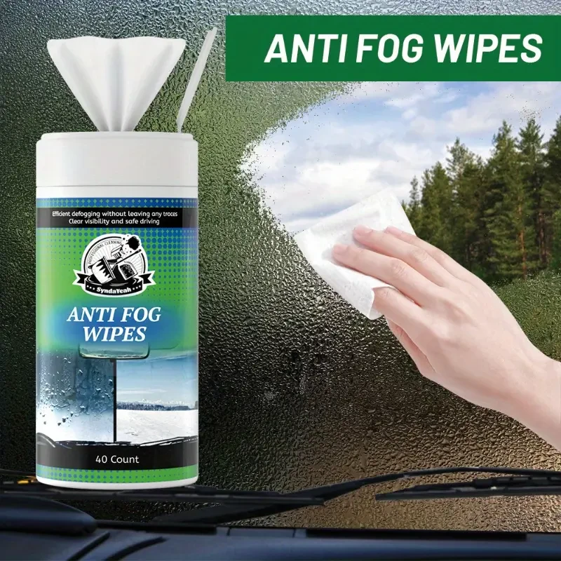 Car Anti-Fog Wipes - Clear View for Windshield, Mirrors & Glasses