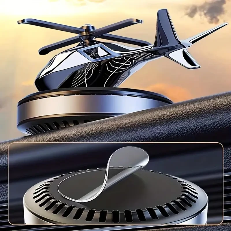 Solar-Powered Helicopter Car Air Freshener - High-Quality Metal Auto Diffuser