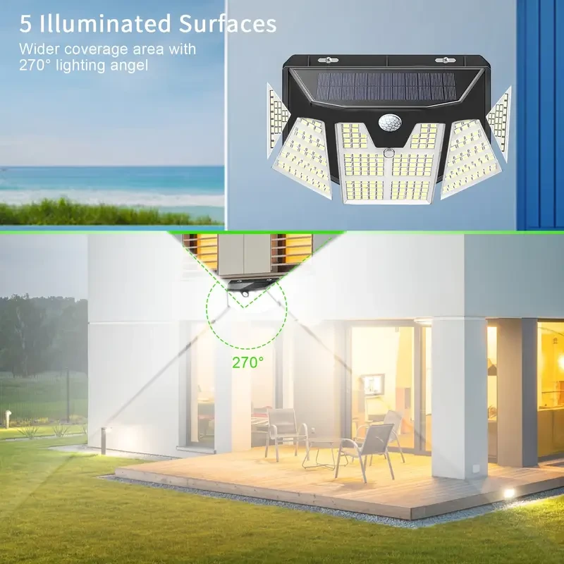 TONYEST 2pcs 310LED Solar Wall Lights