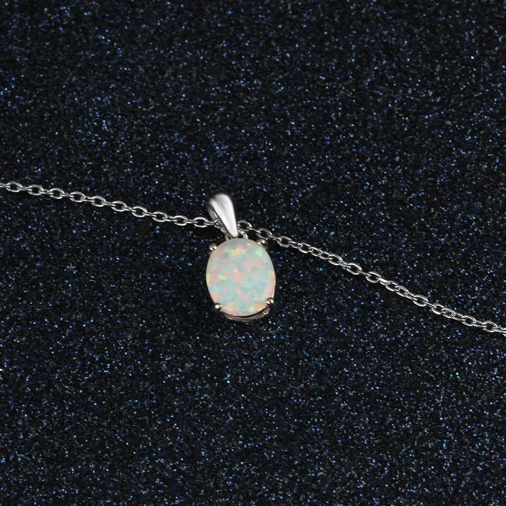 Chinese Valentine's Day Necklace Amazon Explosion Silver Crystal Opal s925 Sterling Silver Necklace