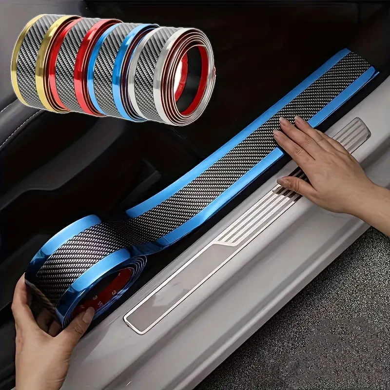 PVC Car Door Sill Protector Tape - Scratch-Resistant Entry Guard Trim (4-Piece Set)