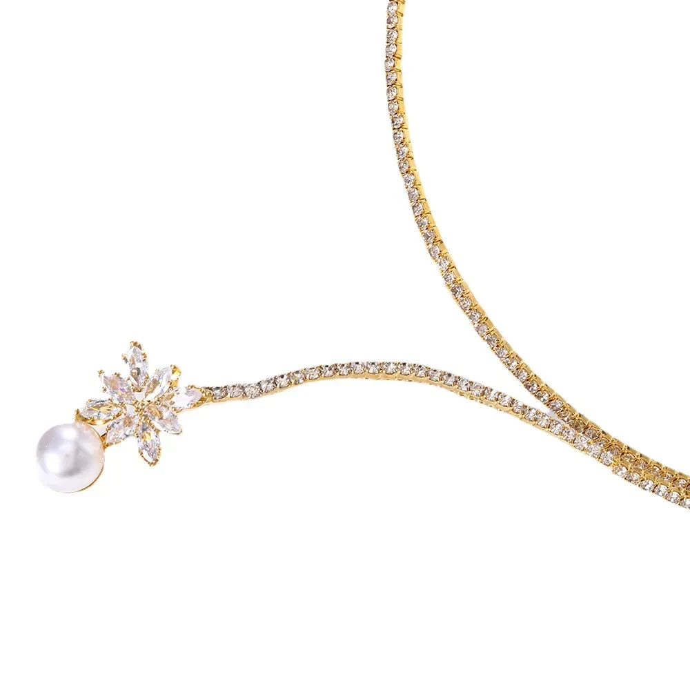 Vintage Pearl Zircon Fashion Necklace