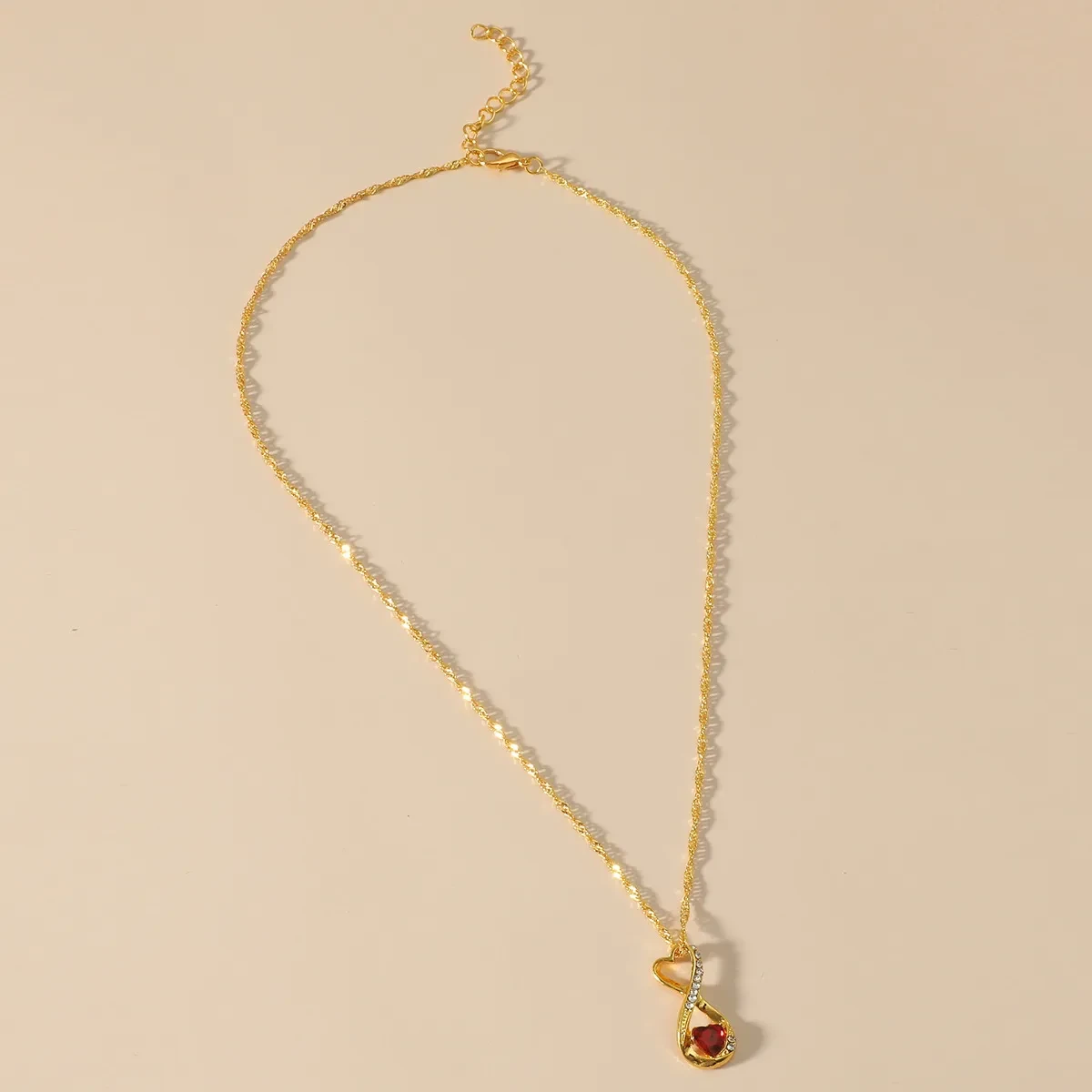 Popular Rhinestone Crystal Gemstone Love Heart Drop Necklace