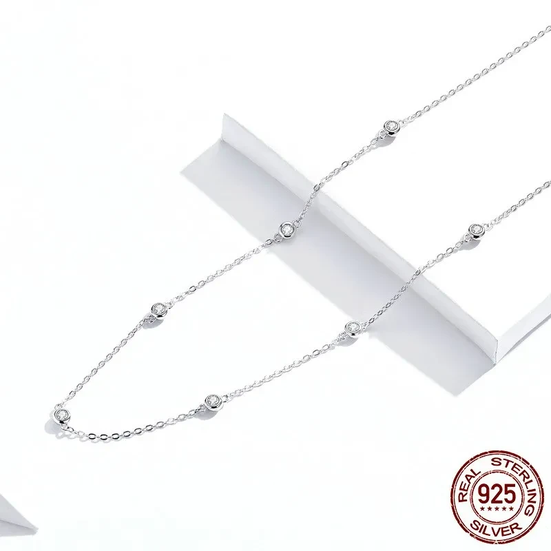 Simple Zircon Necklace Platinum Plated Fashion