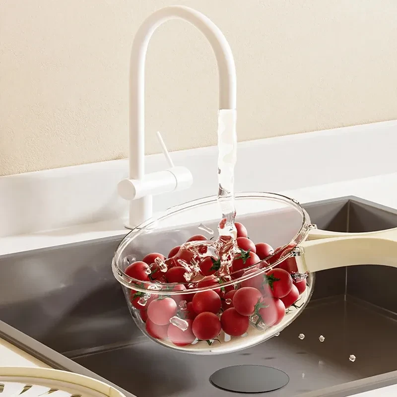 Fruit Drain Basket With Lid Vegetable Washing Bowl
