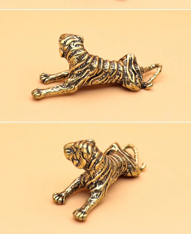 Chinese Style Tiger Keychain Pendant Gift Pure Copper Ornament
