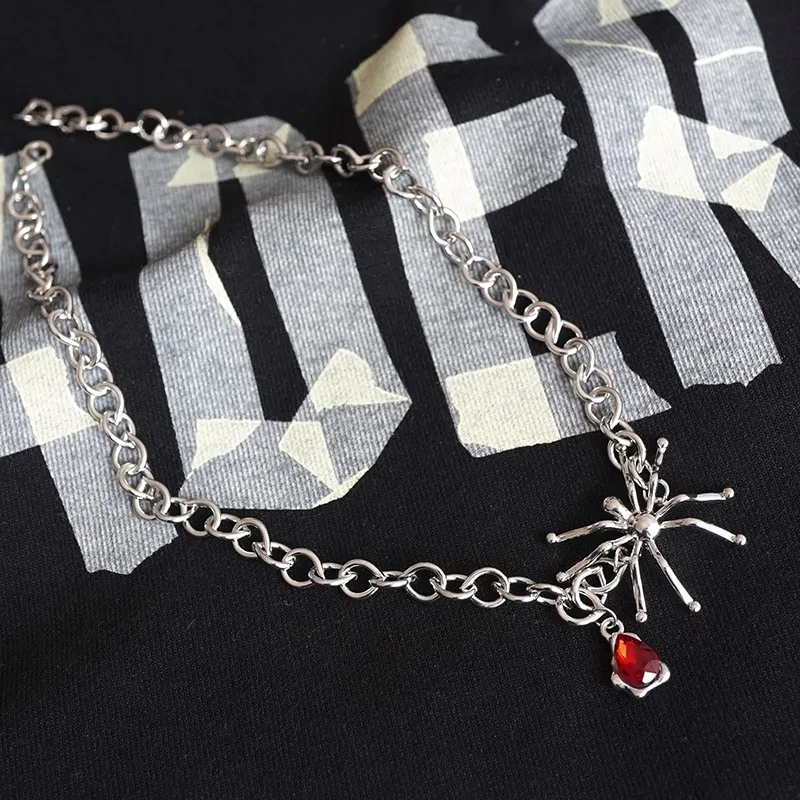 New Ruby Spider Blood Drop Pendant Necklace