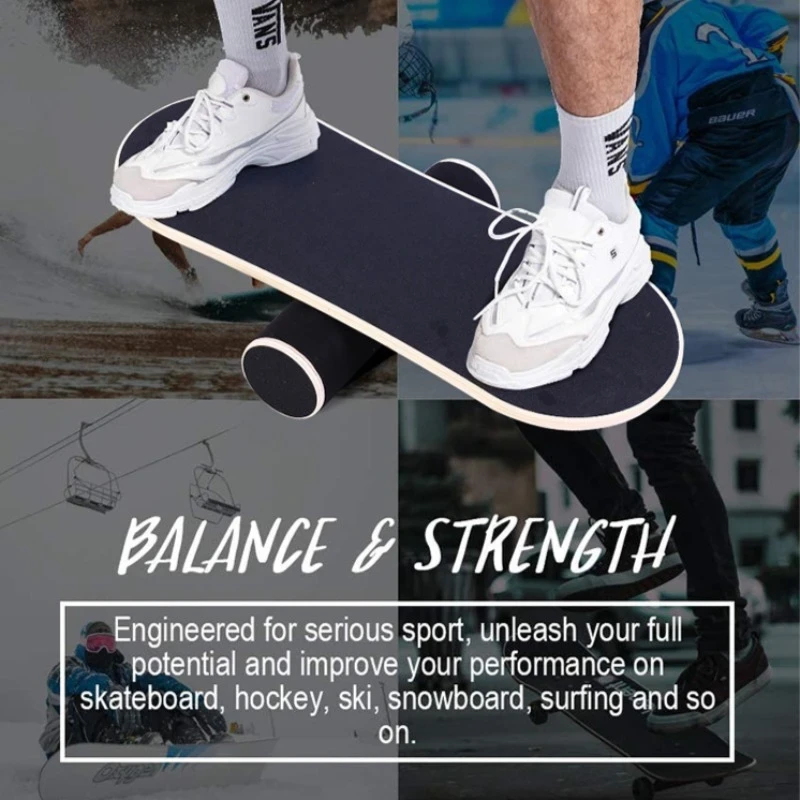 Black Wooden Yoga Roller Balance Board