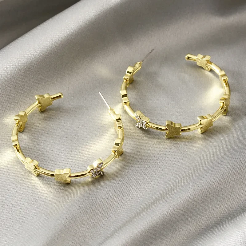 Crystal butterfly Big Circle Earrings